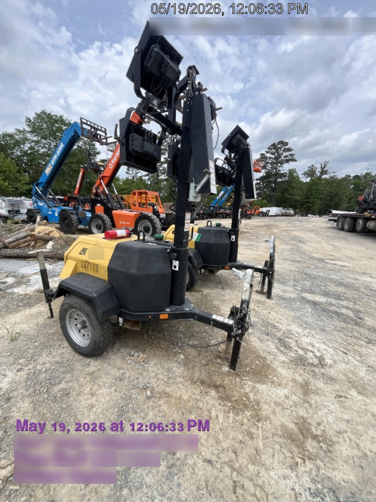 2022 Allmand NLV3GR (4) LED Light Fixture 350W, 23' Vertical Mast, 3kW Prime, Towable, Deep Sea L401, Leveling Jacks, Yanmar T4F 5.8hp