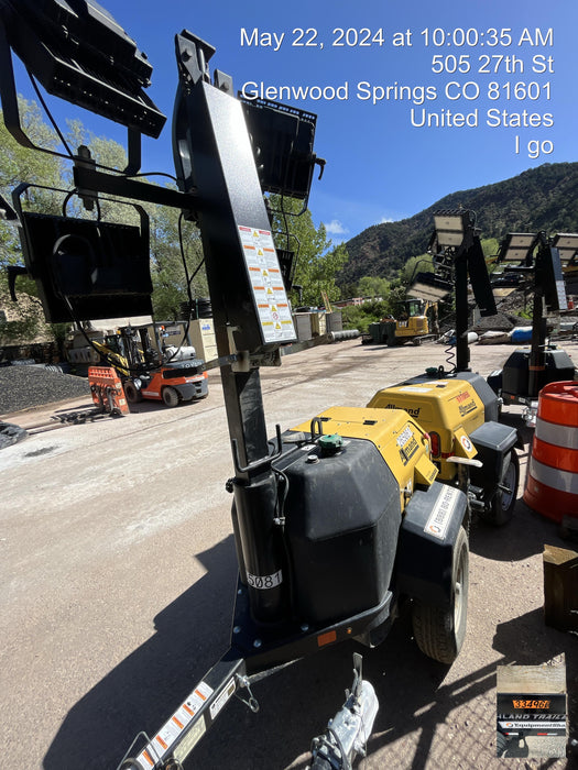 2022 Allmand NLV3GR (4) LED Light Fixture 350W, 23' Vertical Mast, 3kW Prime, Towable, ES Decals, T3