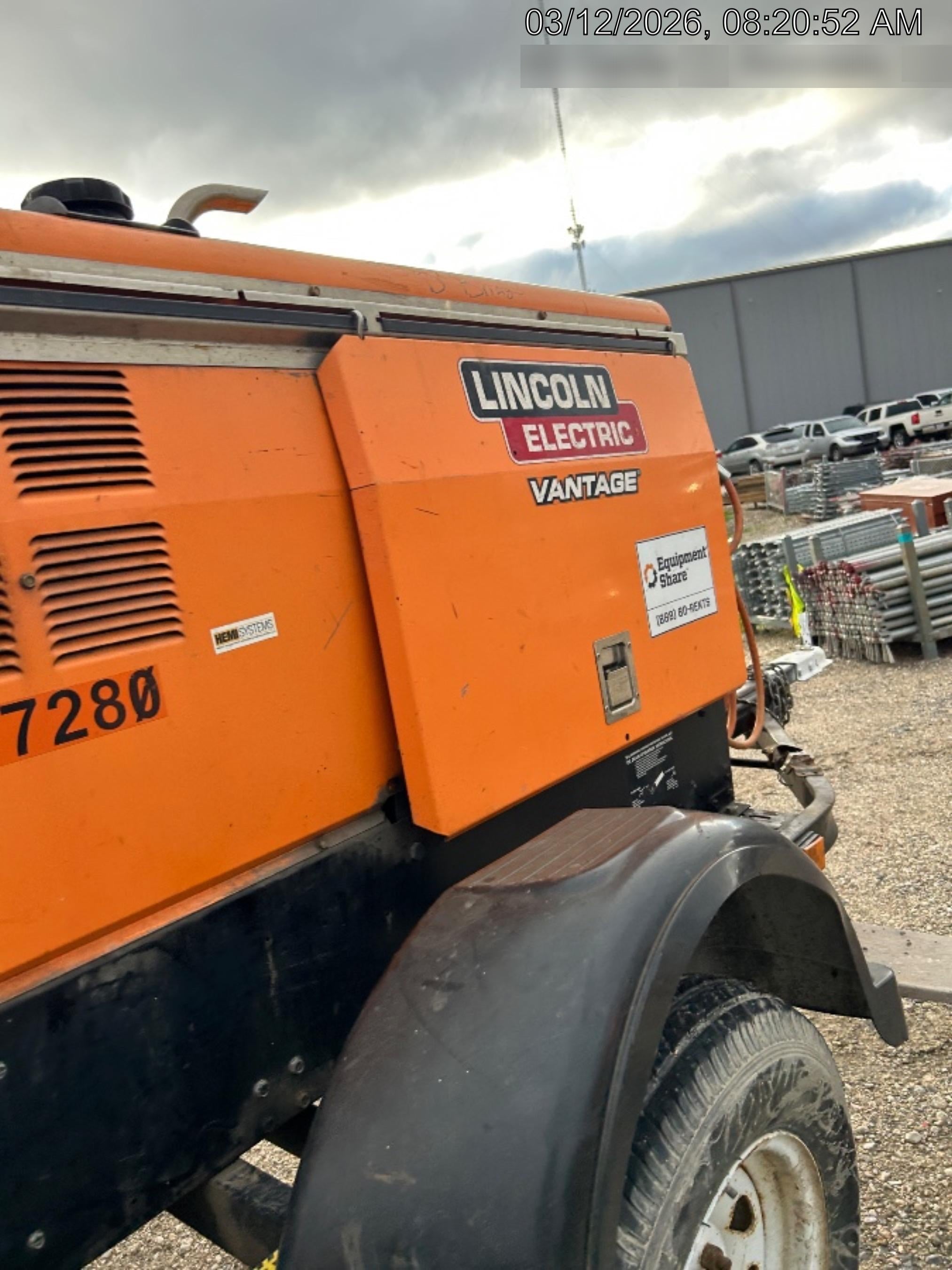 2021 Lincoln Electric Vantage 322 Vantage 322 Ready Pak 3 w/ Decals, ORANGE (includes trailer, cable rack, fender light kit) NO Telematics