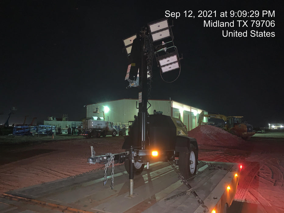 2021 Allmand NLV3GR (4) LED Light Fixture 350W, 23' Vertical Mast, 3kW Prime, Towable, Deep Sea L401, Leveling Jacks, Yanmar T4F 5.8hp