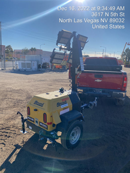 2022 Allmand NLV3GR (4) LED Light Fixture 350W, 23' Vertical Mast, 3kW Prime, Towable, ES Decals, T3