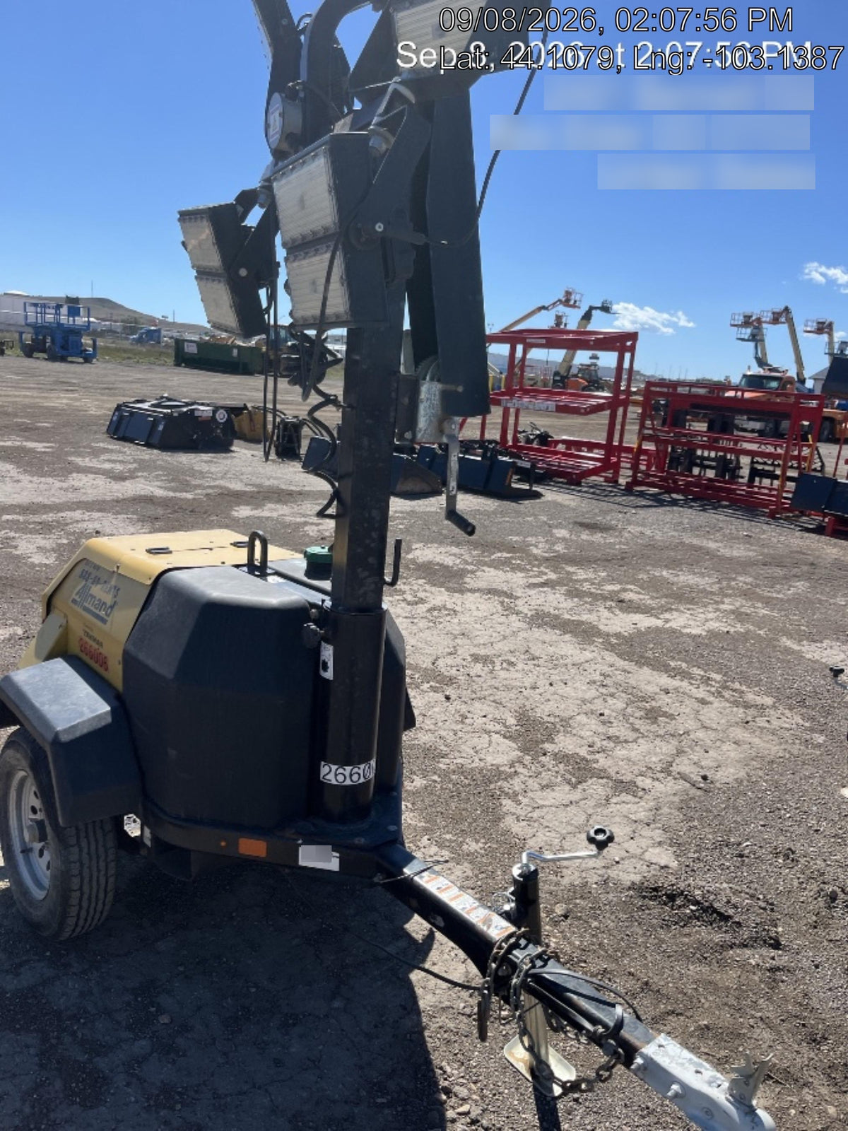 2022 Allmand NLV3GR (4) LED Light Fixture 350W, 23' Vertical Mast, 3kW Prime, Towable, ES Decals, T3