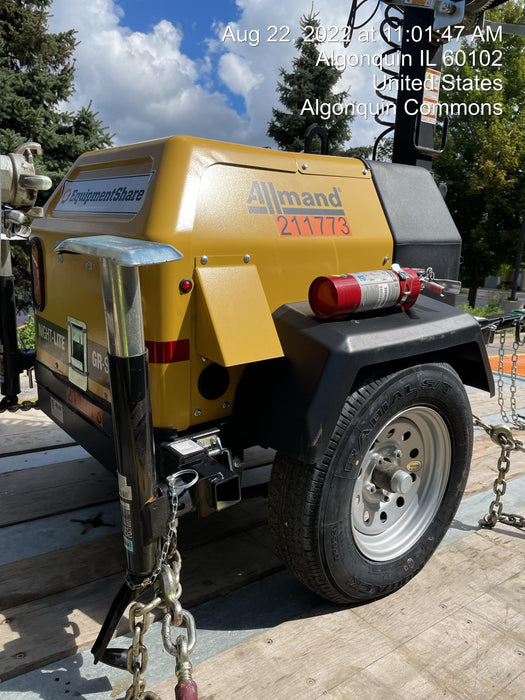 2022 Allmand NLV3GR (4) LED Light Fixture 350W, 23' Vertical Mast, 3kW Prime, Towable, Deep Sea L401, Leveling Jacks, Yanmar T4F 5.8hp