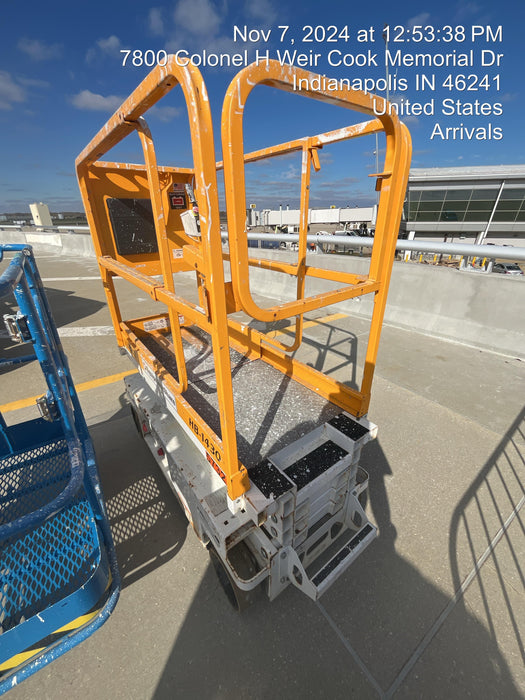 Custom Equipment HB-1430 <ul>
 <li>Hy-Brid Scissor Lift</li>
  <li>Platform capacity up to 670 lbs.</li>
  <li>Working height up to 20 ft</li>
  <li>Weighs under 1,700 lbs.</li>
  <li>Non-marking wheels </li>
</ul>
