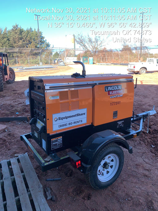 2021 Lincoln Electric Vantage 322 Vantage 322 Ready Pak 3 w/ Decals, ORANGE (includes trailer, cable rack, fender light kit) NO Telematics