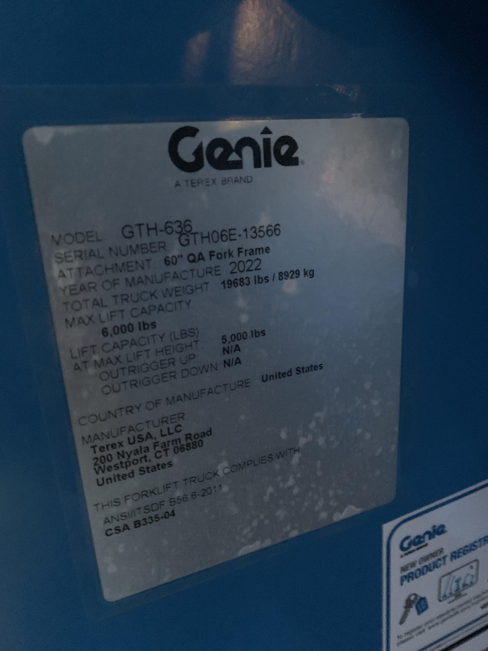 2022 GENIE GTH-636