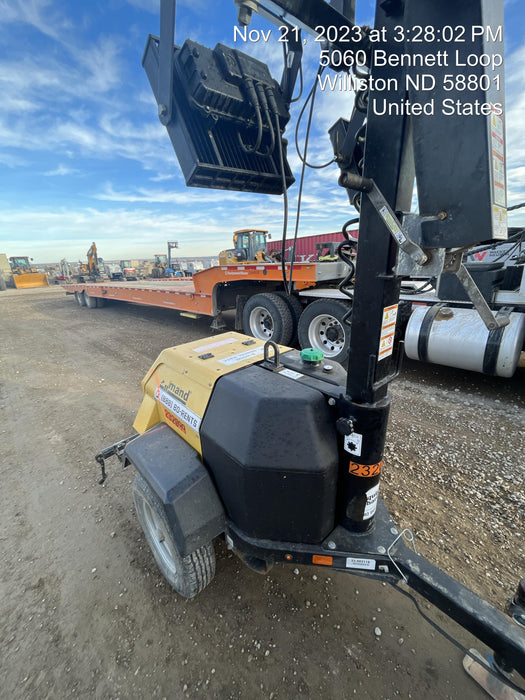 2022 Allmand NLV3GR (4) LED Light Fixture 350W, 23' Vertical Mast, 3kW Prime, Towable, Deep Sea L401, Leveling Jacks, Yanmar T4F 5.8hp