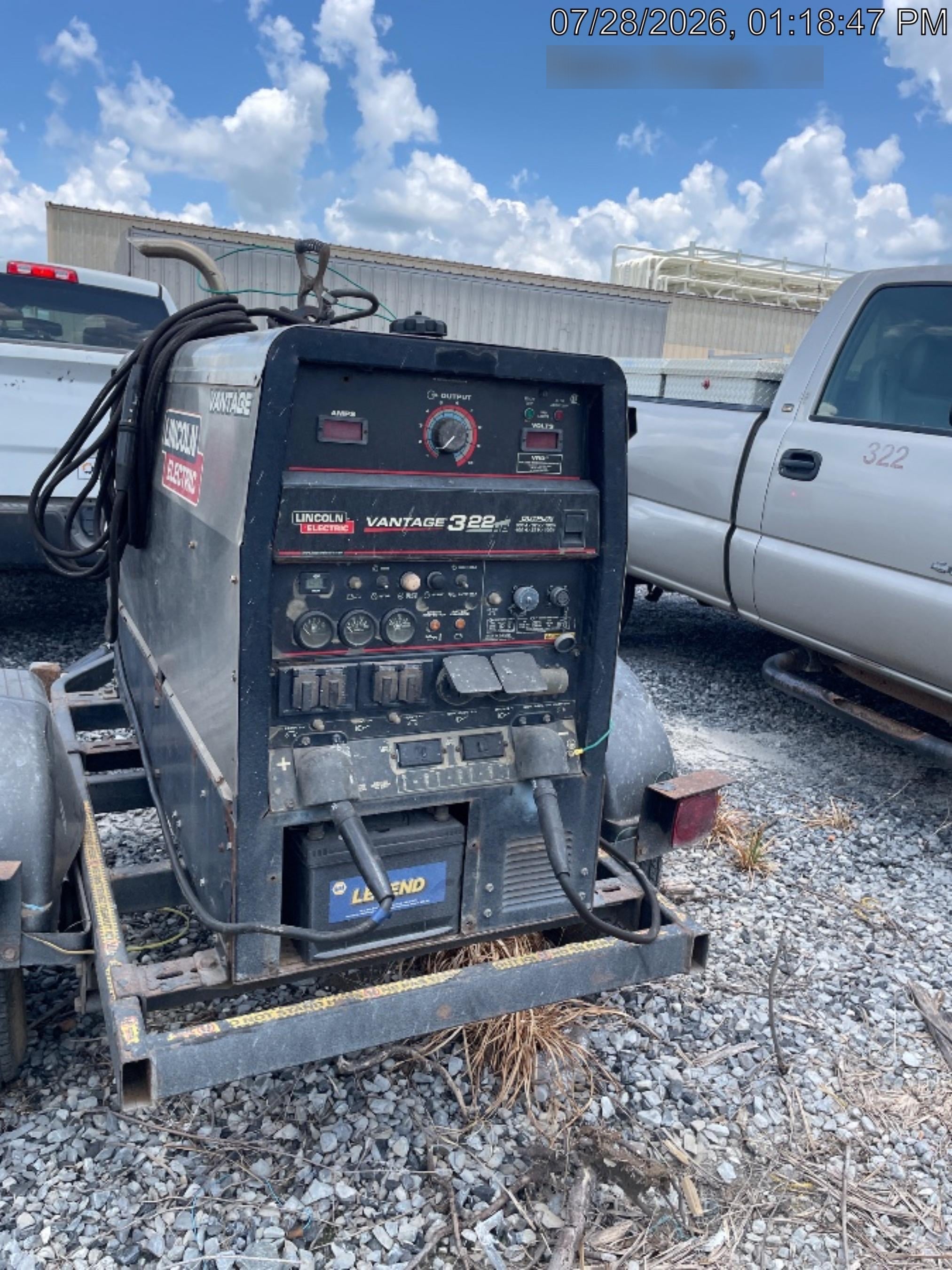 2019 Lincoln Electric Vantage 322 Welder Ready-Pak 3, Two wheel trailer, Fender and Light kit, Cable Rack