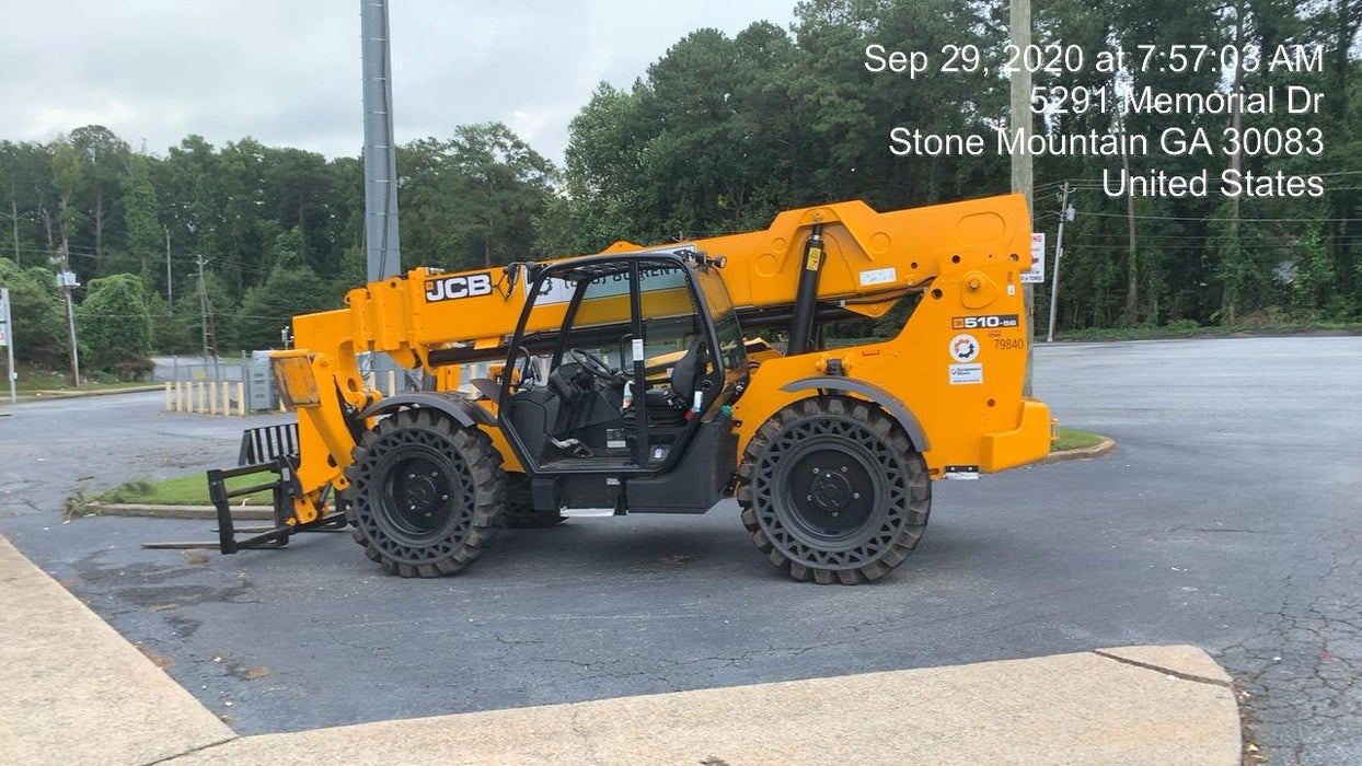 2020 JCB 510-56 Canopy, Solid Tires, Work Lights, Beacon, Aux Hydraulics, Back up Alarm, Lifting Eye, ES Decals