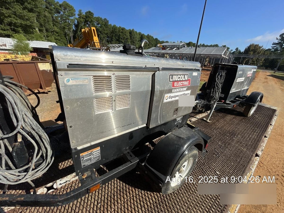 2019 Lincoln Electric Vantage 322 Welder Ready-Pak 3, Two wheel trailer, Fender and Light kit, Cable Rack