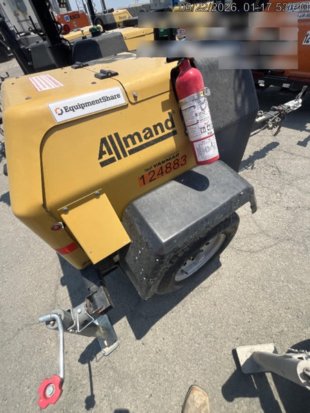 2020 Allmand NLV3GR (4) LED Light Fixture 350W, 23' Vertical Mast, 3kW Prime, Towable, Deep Sea L401, Leveling Jacks, Yanmar T4F 5.8hp