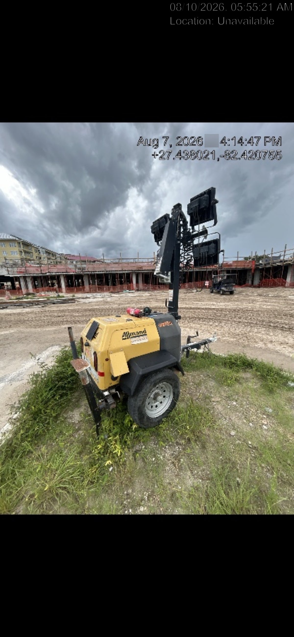 2022 Allmand NLV3GR (4) LED Light Fixture 350W, 23' Vertical Mast, 3kW Prime, Towable, Deep Sea L401, Leveling Jacks, Yanmar T4F 5.8hp