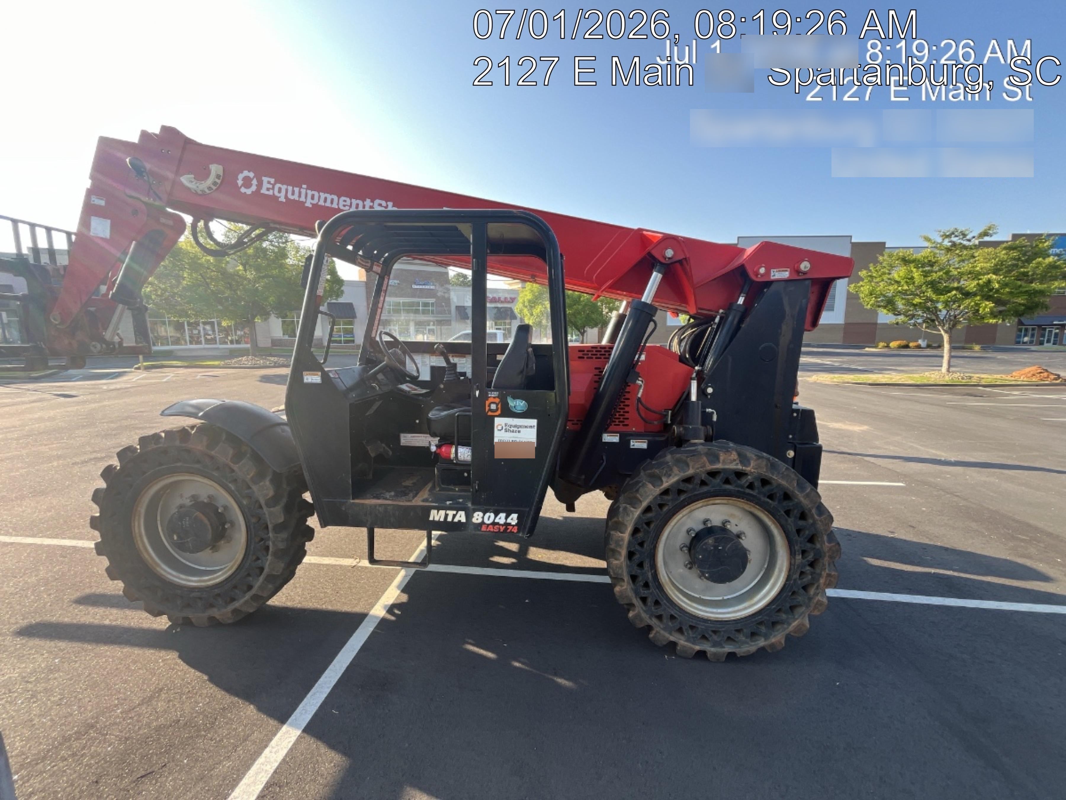 2019 Manitou MTA8044 74hp T4F, Open ROPS, Cab and Boom LED work lights, Auxiliary Hydraulics, Solid Tires, Amber strobe, Lift Hook 66" Carriage, 60" Forks