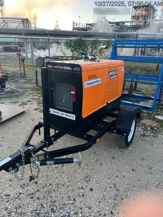 2024 Lincoln Electric Vantage 322 Welder Ready-Pak 3, Two wheel trailer, Fender and Light kit, Cable Rack, Orange