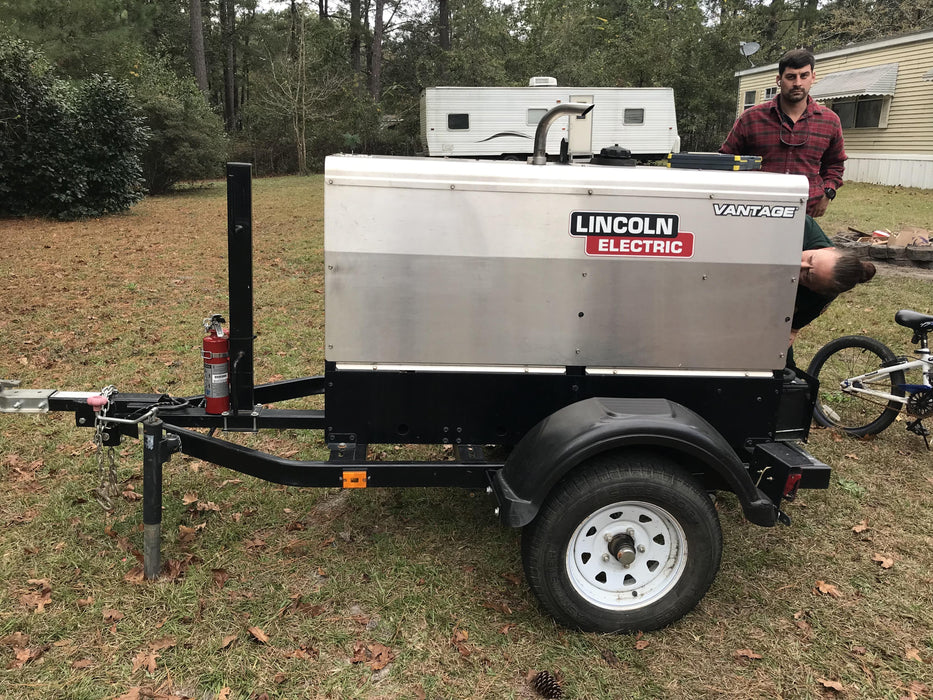 2019 Lincoln Electric Vantage 322 Welder Ready-Pak 3, Two wheel trailer, Fender and Light kit, Cable Rack