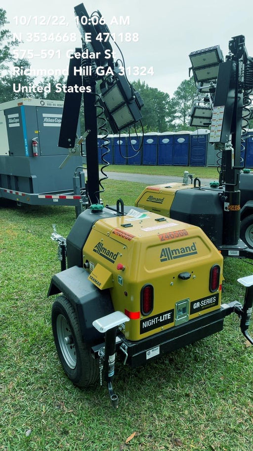 2022 Allmand NLV3GR (4) LED Light Fixture 350W, 23' Vertical Mast, 3kW Prime, Towable