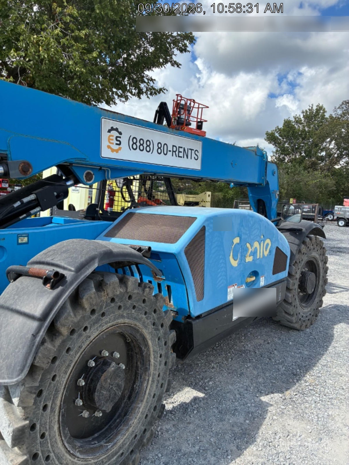2019 Genie GTH-844 Canopy, Solid RT Tires, LED Work Lights, Beacon 60" QA Carriage, 48" Forks