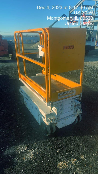 Custom Equipment HB-1430 <ul>
 <li>Hy-Brid Scissor Lift</li>
  <li>Platform capacity up to 670 lbs.</li>
  <li>Working height up to 20 ft</li>
  <li>Weighs under 1,700 lbs.</li>
  <li>Non-marking wheels </li>
</ul>