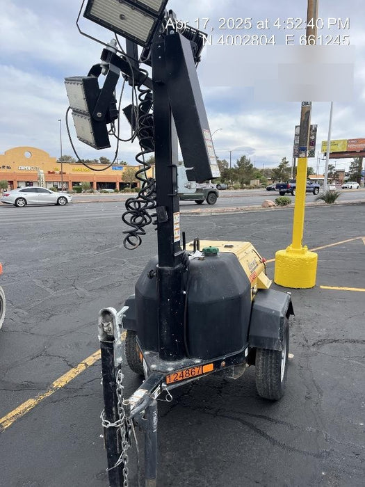 Allmand NLV3GR (4) LED Light Fixture 350W, 23' Vertical Mast, 3kW Prime, Towable, Deep Sea L401, Leveling Jacks, Yanmar T4F 5.8hp