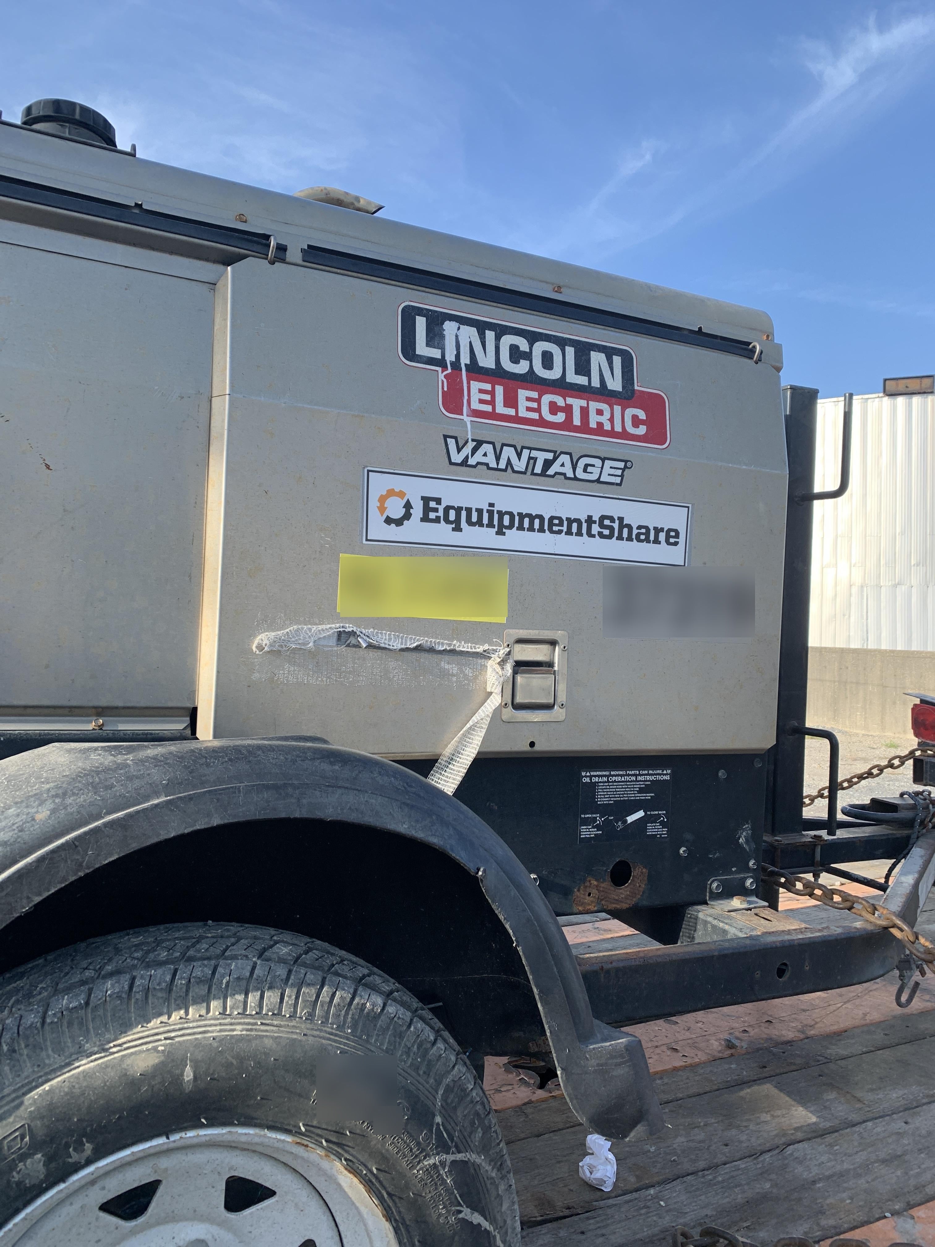 2019 Lincoln Electric Vantage 322 Ready-Pak 3, Two Wheel Trailer, Fender and Light Kit, Cable Rack