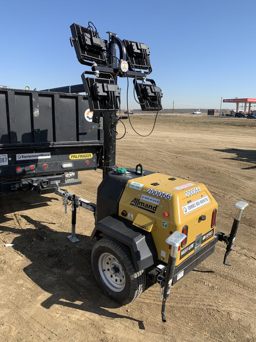 2022 Allmand NLV3GR (4) LED Light Fixture 350W, 23' Vertical Mast, 3kW Prime, Towable, Deep Sea L401, Leveling Jacks, Yanmar T4F 5.8hp