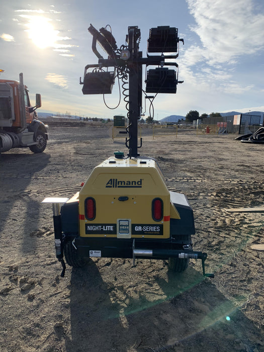 2021 Allmand NLV3GR (4) LED Light Fixture 350W, 23' Vertical Mast, 3kW Prime, Towable, Deep Sea L401, Leveling Jacks, Yanmar T4F 5.8hp