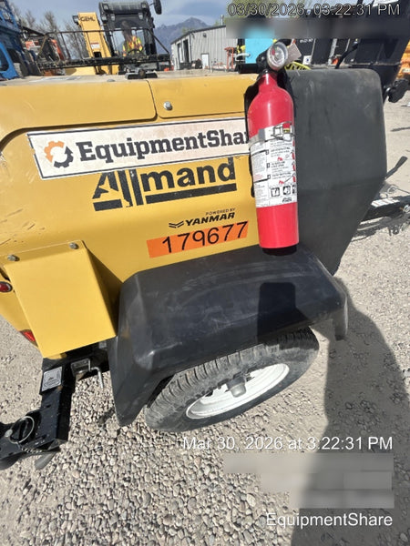 Allmand NLV3GR (4) LED Light Fixture 350W, 23' Vertical Mast, 3kW Prime, Towable, Deep Sea L401, Leveling Jacks, Yanmar T4F 5.8hp