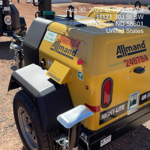 2022 Allmand NLV3GR (4) LED Light Fixture 350W, 23' Vertical Mast, 3kW Prime, Towable, ES Decals, T3