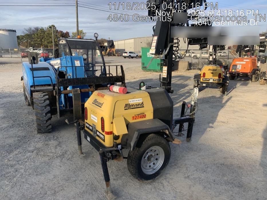 2021 Allmand NLV3GR (4) LED Light Fixture 350W, 23' Vertical Mast, 3kW Prime, Towable, Deep Sea L401, Leveling Jacks, Yanmar T4F 5.8hp