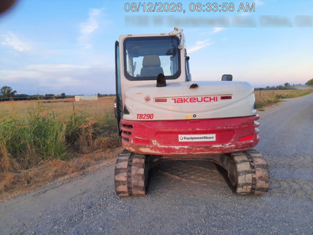 2019 Takeuchi TB290 Cab/Heat/AC Rubber tracks, Dozer blade, Travel alarm, Auxiliary hydraulics Manual QC, Hydraulic thumb, 18", 24", and 36" Buckets