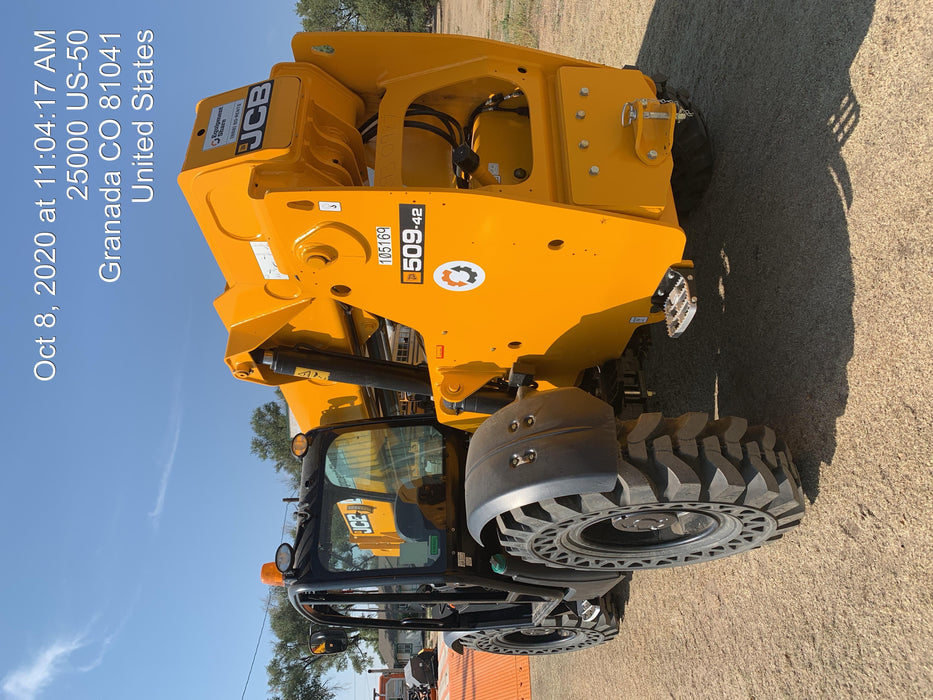 2020 JCB 509-42 Canopy, Solid Tires, Work Lights, Beacon, Aux Hydraulics, Back up Alarm, Lifting Eye, ES Decals