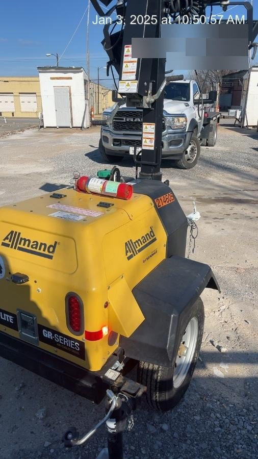 2022 Allmand NLV3GR (4) LED Light Fixture 350W, 23' Vertical Mast, 3kW Prime, Towable, Deep Sea L401, Leveling Jacks, Yanmar T4F 5.8hp