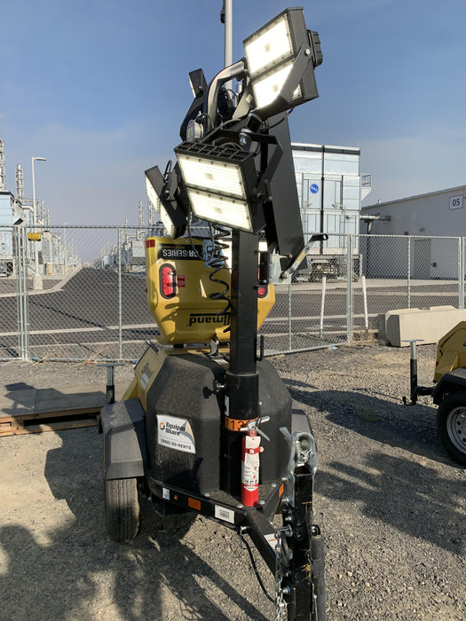 2020 Allmand NLV3GR (4) LED Light Fixture 350W, 23' Vertical Mast, 3kW Prime, Towable, Deep Sea L401, Leveling Jacks, Yanmar T4F 5.8hp