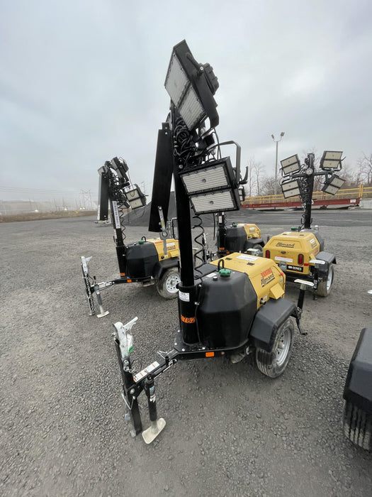 2022 Allmand NLV3GR (4) LED Light Fixture 350W, 23' Vertical Mast, 3kW Prime, Towable, Deep Sea L401, Leveling Jacks, Yanmar T4F 5.8hp