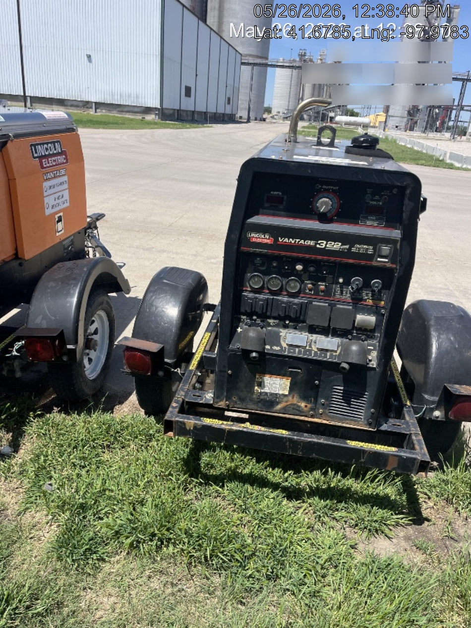 2019 Lincoln Electric Vantage 322 Welder Ready-Pak 3, Two wheel trailer, Fender and Light kit, Cable Rack