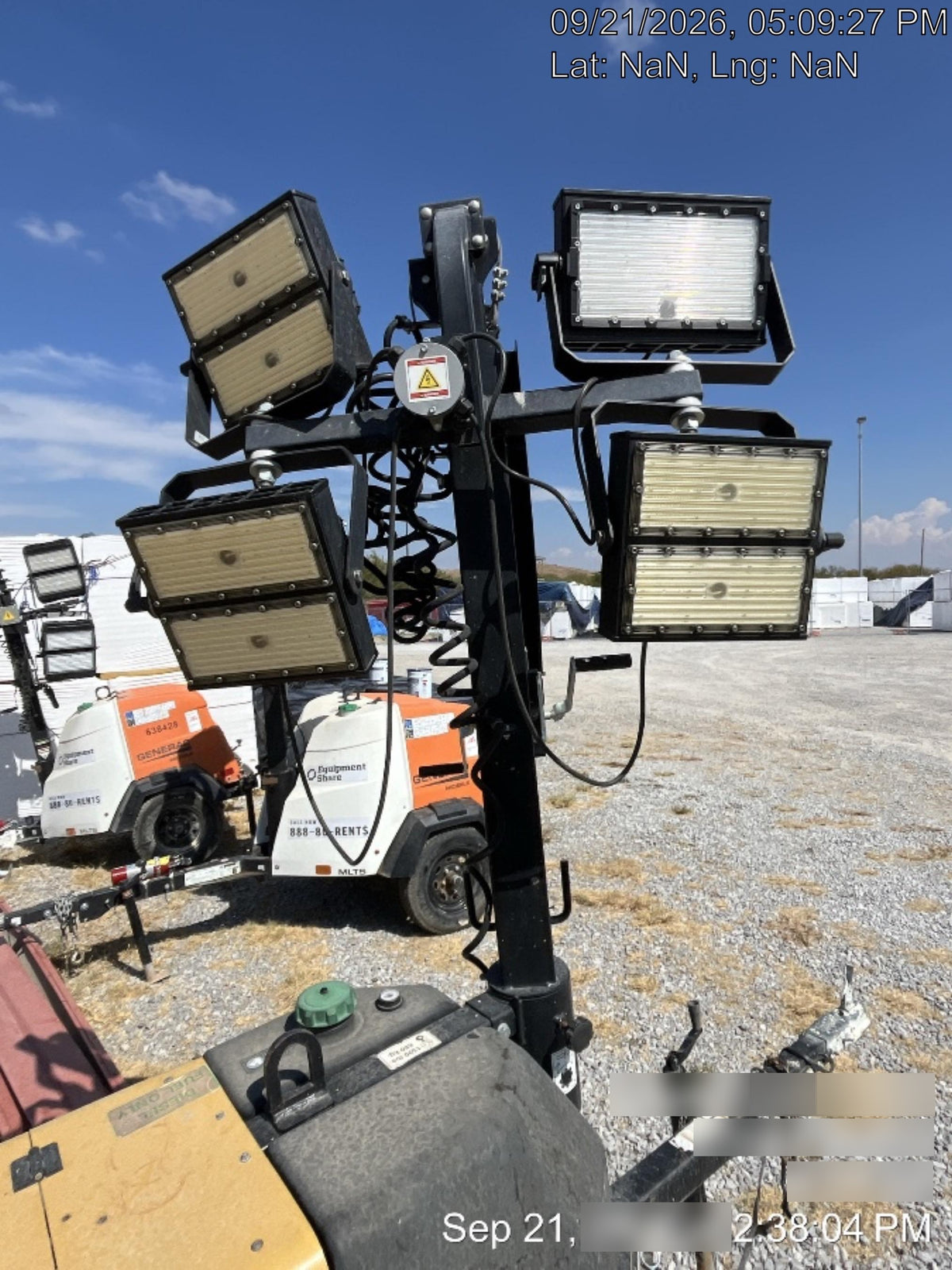 2021 Allmand NLV3GR (4) LED Light Fixture 350W, 23' Vertical Mast, 3kW Prime, Towable, Deep Sea L401, Leveling Jacks, Yanmar T4F 5.8hp