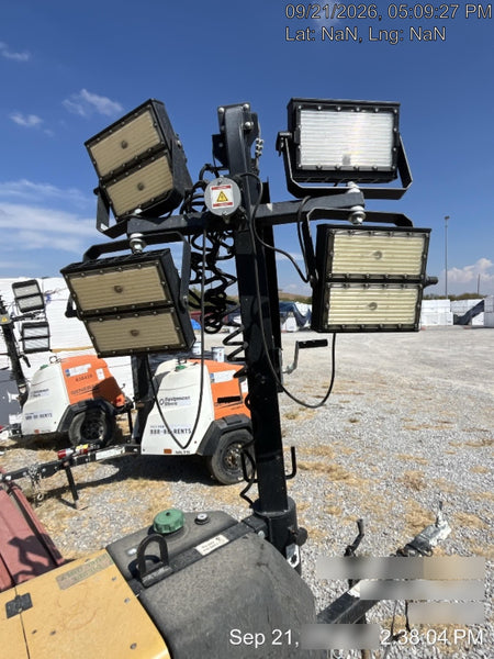 2021 Allmand NLV3GR (4) LED Light Fixture 350W, 23' Vertical Mast, 3kW Prime, Towable, Deep Sea L401, Leveling Jacks, Yanmar T4F 5.8hp
