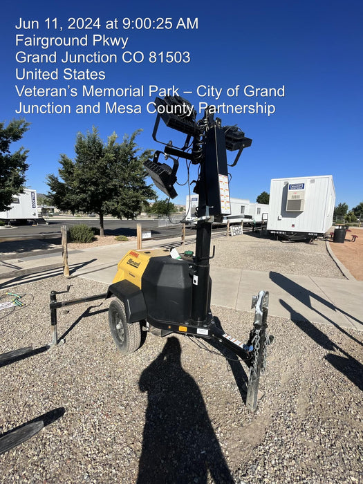 2022 Allmand NLV3GR (4) LED Light Fixture 350W, 23' Vertical Mast, 3kW Prime, Towable, ES Decals, T3