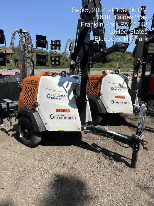 2023 Generac MLT2 Diesel, Flex Switch 120V Input, Powerzone Controller, 
(4) 320W LED Lights, 4kW Generator, 39.9 Gal Fuel Tank, 2" Ball, T3