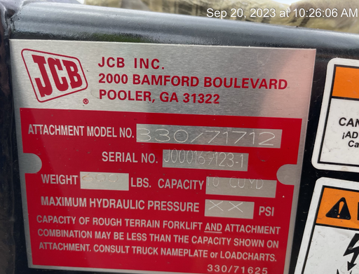 2023 JCB 96" Pin on Telehandler Bucket - JCB