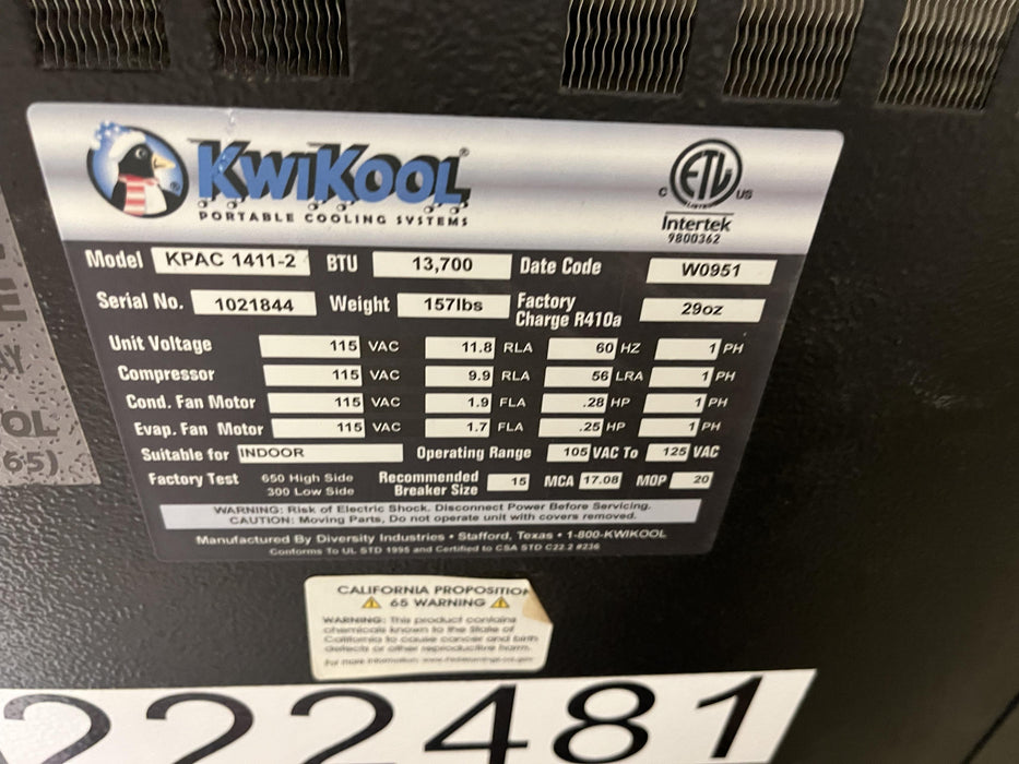 2022 KWIKOOL KPAC1411-2
