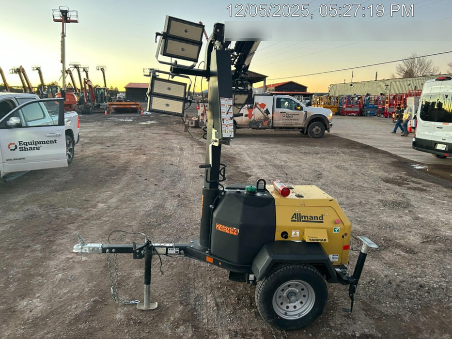 2022 Allmand NLV3GR (4) LED Light Fixture 350W, 23' Vertical Mast, 3kW Prime, Towable, ES Decals, T3