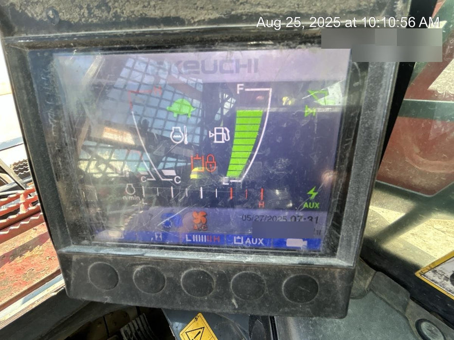 2019 Takeuchi TL10V2-CR Cab/Heat/AC, Rubber Tracks, Backup Alarm, Front & rear working Lights, Auxiliary Hydraulics, 2 Speed Travel, Engine Monitoring System, Hydraulic universal quick hitch w/76" HD smooth dirt bucket with bolt-on edge, 20.3 cubic feet capacity, 48" Pallet forks and frame