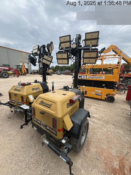 2022 Allmand NLV3GR (4) LED Light Fixture 350W, 23' Vertical Mast, 3kW Prime, Towable, Deep Sea L401, Leveling Jacks, Yanmar T4F 5.8hp