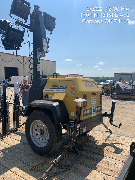 2022 Allmand NLV3GR (4) LED Light Fixture 350W, 23' Vertical Mast, 3kW Prime, Towable, Deep Sea L401, Leveling Jacks, Yanmar T4F 5.8hp