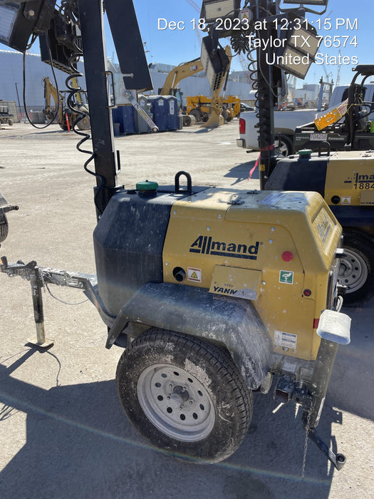 2022 Allmand NLV3GR (4) LED Light Fixture 350W, 23' Vertical Mast, 3kW Prime, Towable, ES Decals, T3