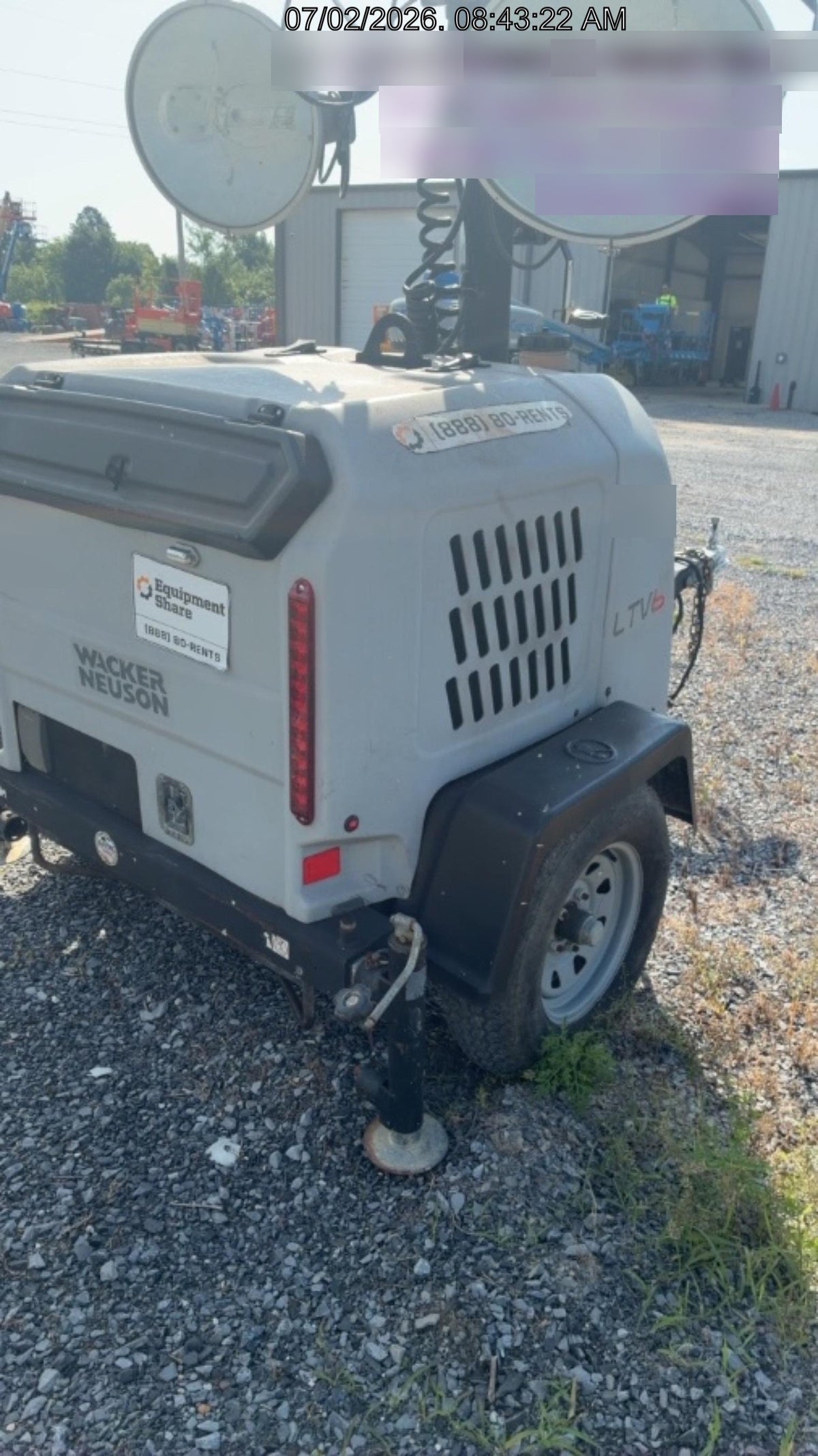 2018 Wacker Neuson LTV6L-MH Wacker Neuson LTV6L Mobile Light Tower w/Fuel Level Sensor Installed
