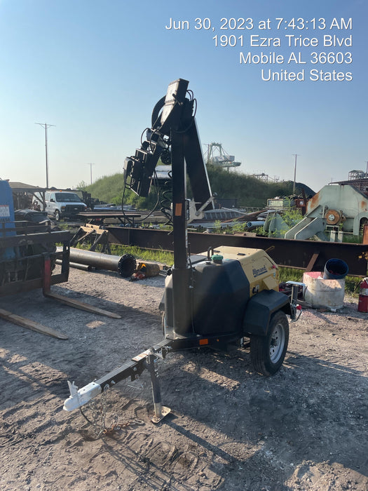 2022 Allmand NLV3GR (4) LED Light Fixture 350W, 23' Vertical Mast, 3kW Prime, Towable, Deep Sea L401, Leveling Jacks, Yanmar T4F 5.8hp