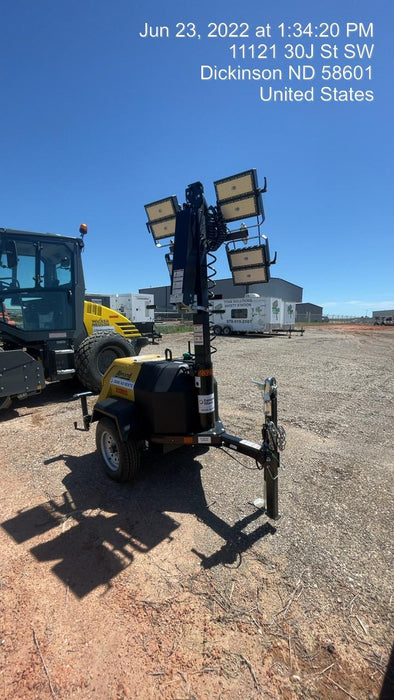 2022 Allmand NLV3GR (4) LED Light Fixture 350W, 23' Vertical Mast, 3kW Prime, Towable, Deep Sea L401, Leveling Jacks, Yanmar T4F 5.8hp