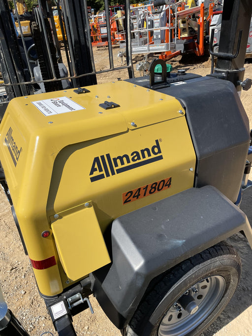 2022 Allmand NLV3GR (4) LED Light Fixture 350W, 23' Vertical Mast, 3kW Prime, Towable, Deep Sea L401, Leveling Jacks, Yanmar T4F 5.8hp